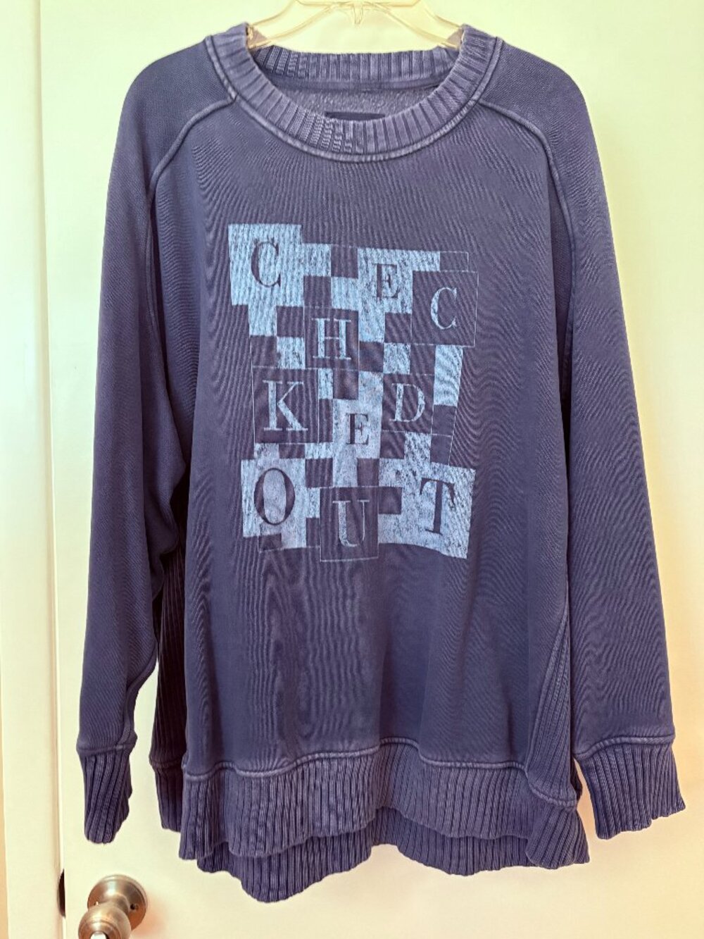 Aerie women's blue vintage distressed oversized relaxed fit sweatshirt size L